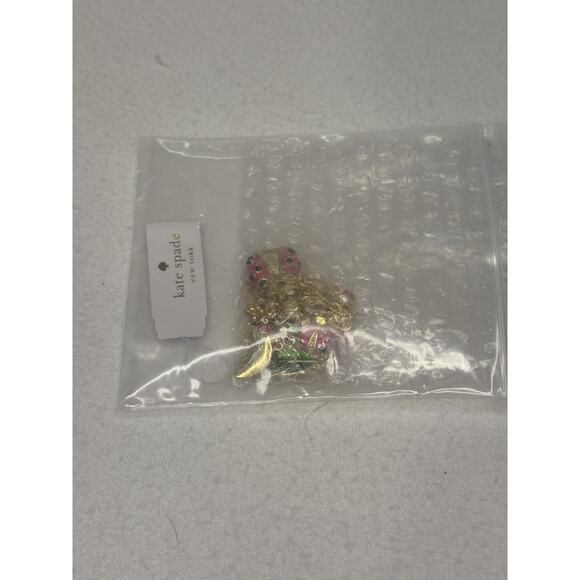 Kate Spade Ladybug Charm Bracelet Gold Tone Pink Enamel Flower Accents - Picture 3 of 3
